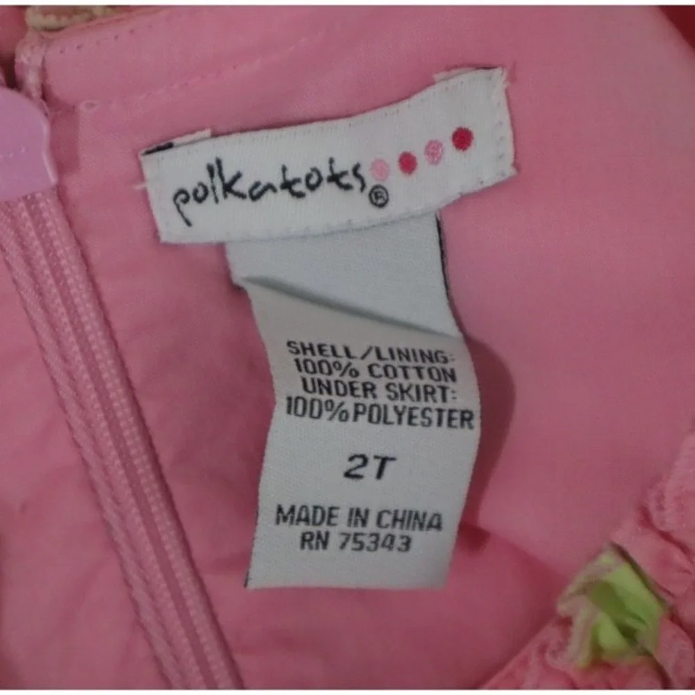 Polkatots Vintage Little Girls Pink Polka‎ Dot Dress - Size 2T